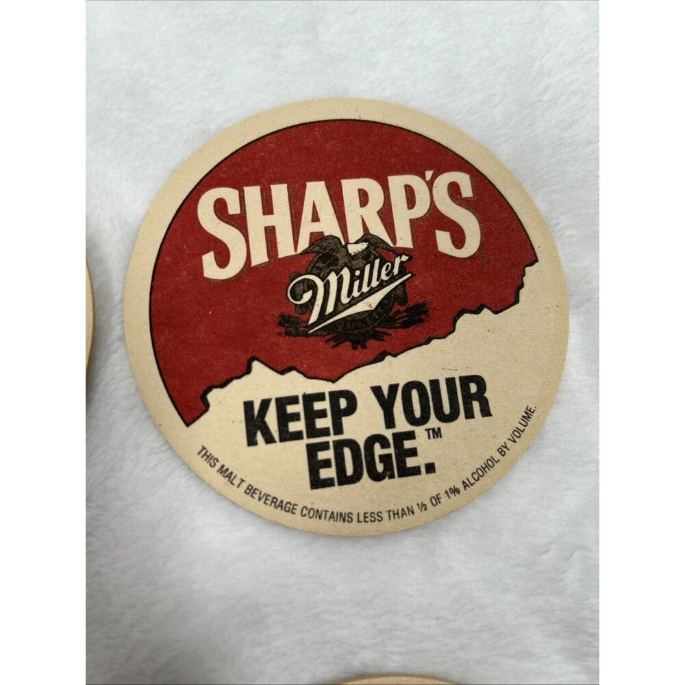 Vintage Miller’s Sharp Round Beer Coaster 4 Inch Keep Your Edge Bundle Of 4